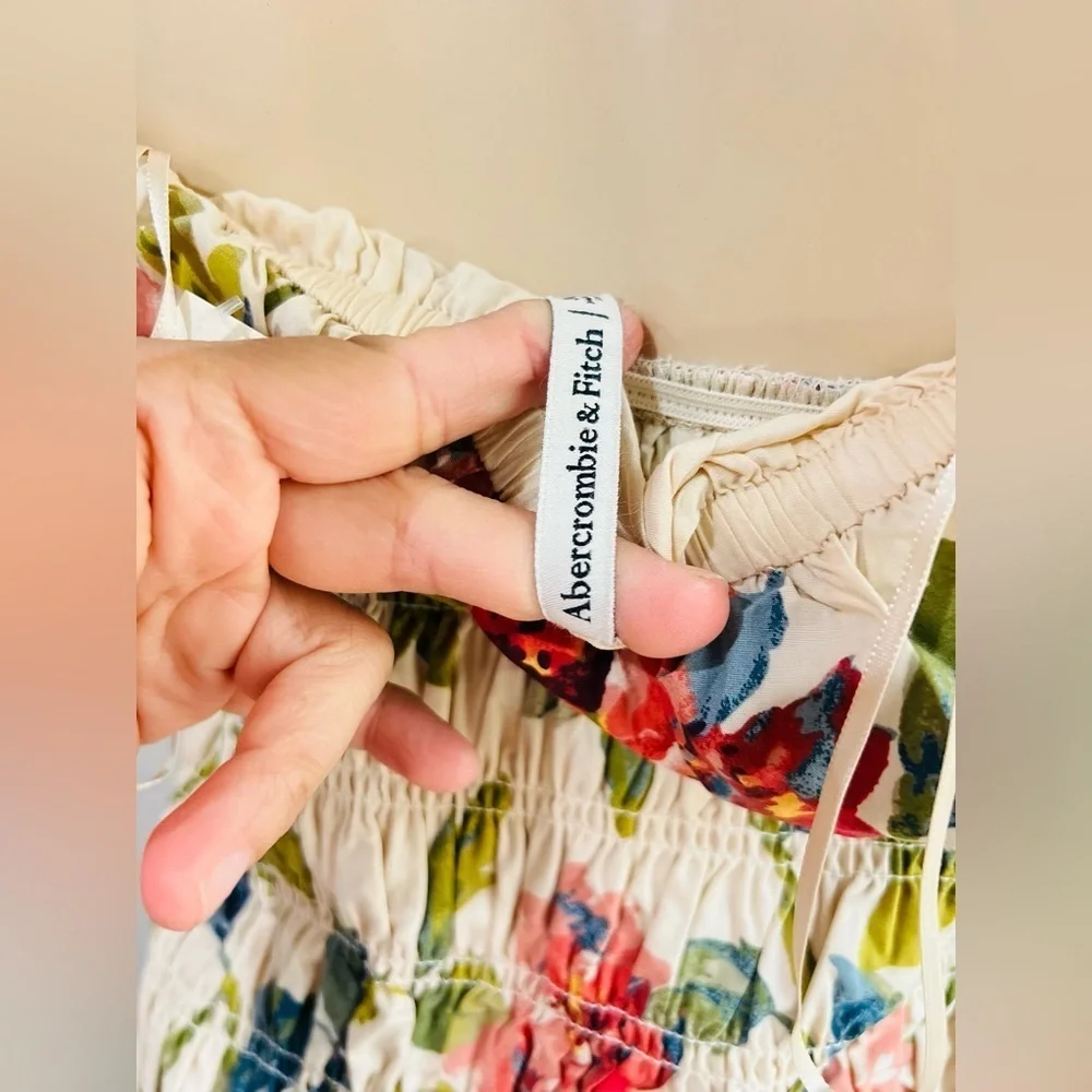 Abercrombie & Fitch Smocked Drop Waist Off Shoulder Floral Maxi Sundress NWT
